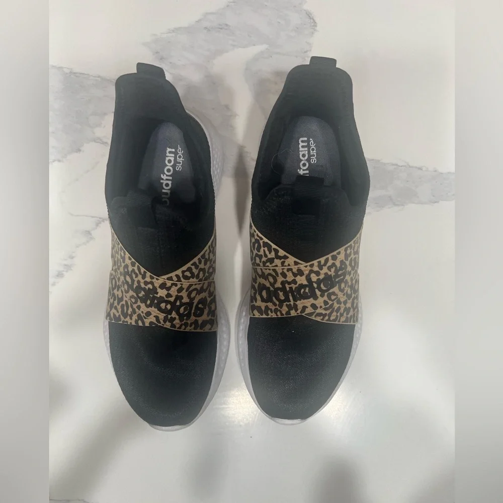Adidas Women's Black and Leopard Print Sneakers - Picture 3 of 10